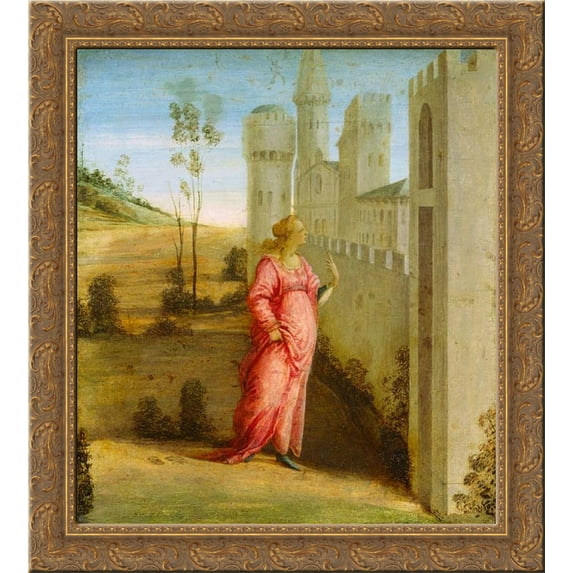 Workshop of Esther at the Palace Gate 24x20 Gold Ornate Wood Framed Canvas Art by Sandro Botticelli