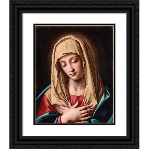 Workshop of Giovanni Battista Salvi 20x24 Black Ornate Framed Double Matted Museum Art Print Titled: Madonna in Prayer