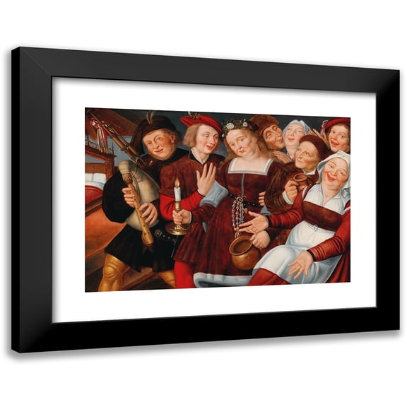 Workshop of Jan Massys 14x11 Black Modern Framed Museum Art Print Titled - The Bride Being Led to the Bridal Bed
