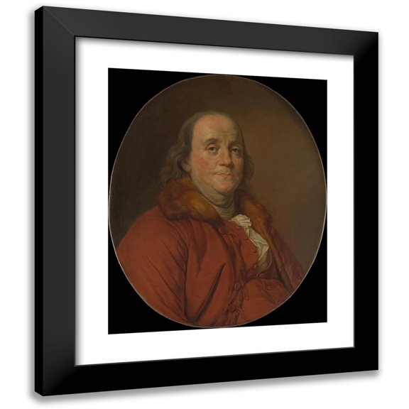 Workshop of Joseph Siffred Duplessis 12x14 Black Modern Framed Museum Art Print Titled - Benjamin Franklin (1706-1790)