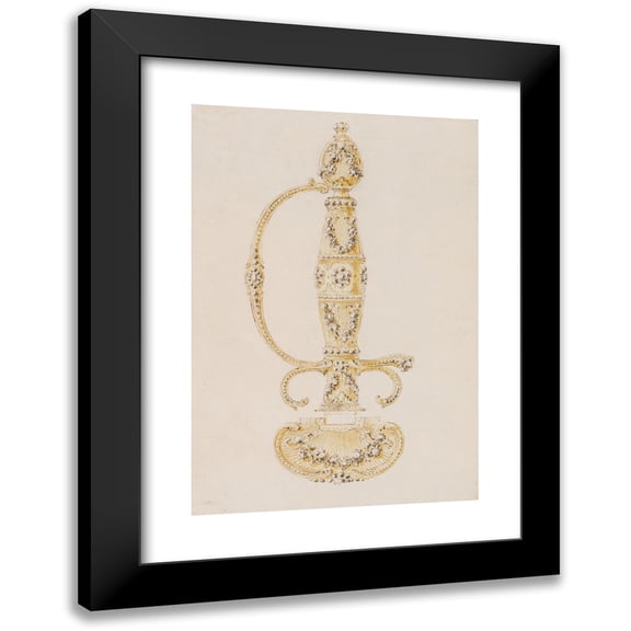 Workshop of Luigi Valadier 11x14 Black Modern Framed Museum Art Print Titled - Design for the Hilt of a Small-Sword (ca. 1780-90)