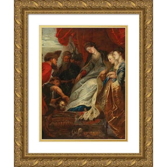 Workshop of Peter Paul Rubens 19x24 Gold Ornate Framed and Double Matted Museum Art Print Titled - Queen Tomyris with the Head of Cyrus