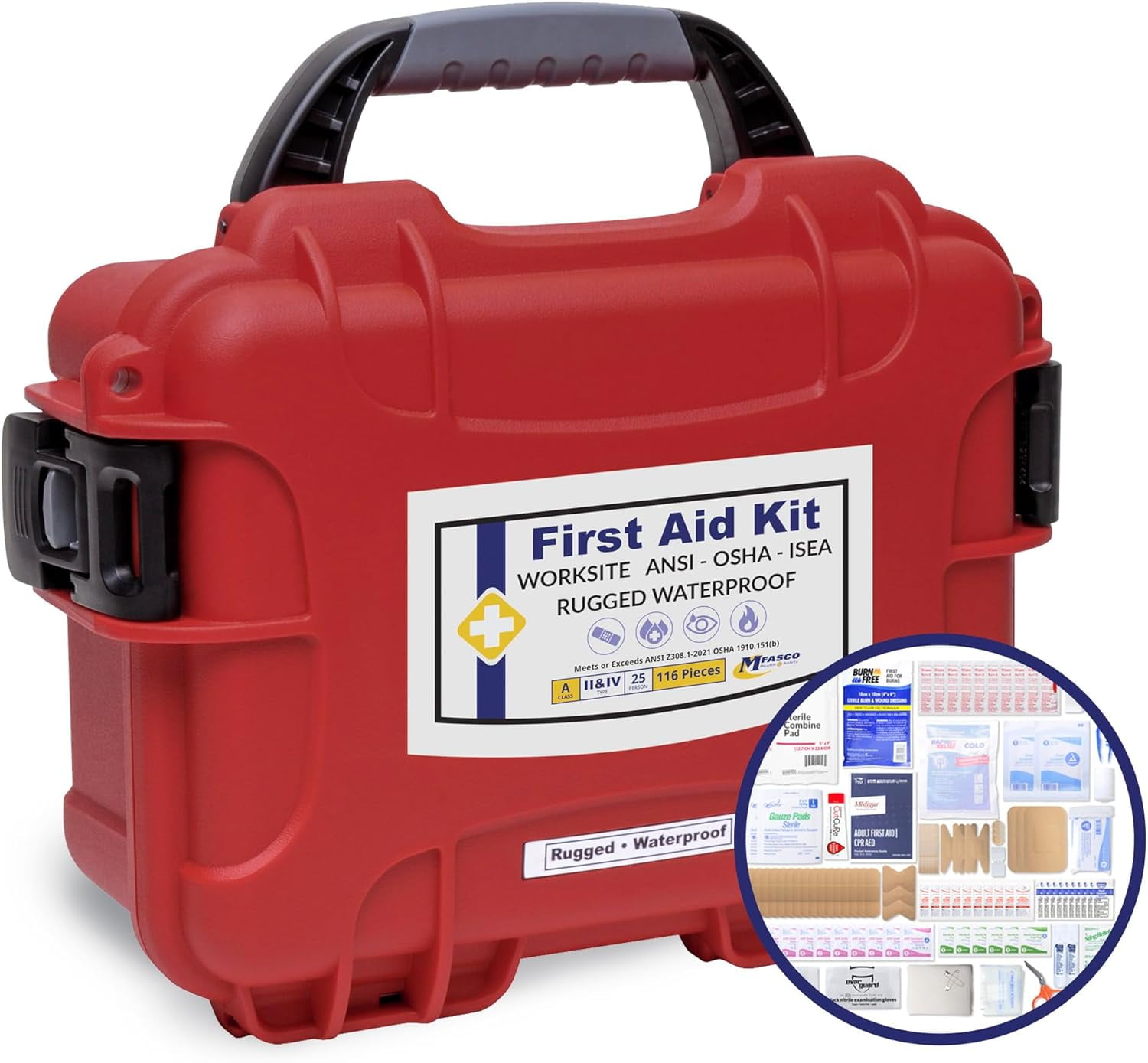 Worksite OSHA 2021Class A First Aid Kit - Rugged, Waterproof Case ANSI ...