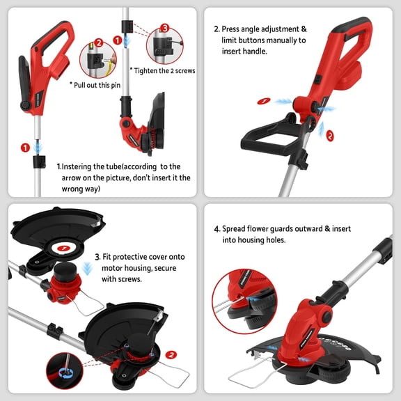 3-in-1 Cordless String Trimmer Compatible with Milwaukee 18V Battery, 12 Inch Electric Weed Wacker with Auto Line Feed, Foldable Grass Edger and Mower for Yard Garden