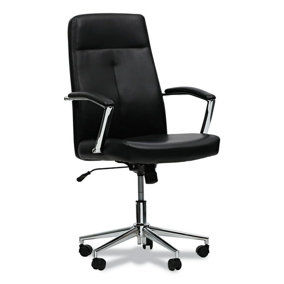 Workspace by Alera Leather Task Chair, Supports Up to 275 lb, 18.19 to 21.93 Seat Height, Black