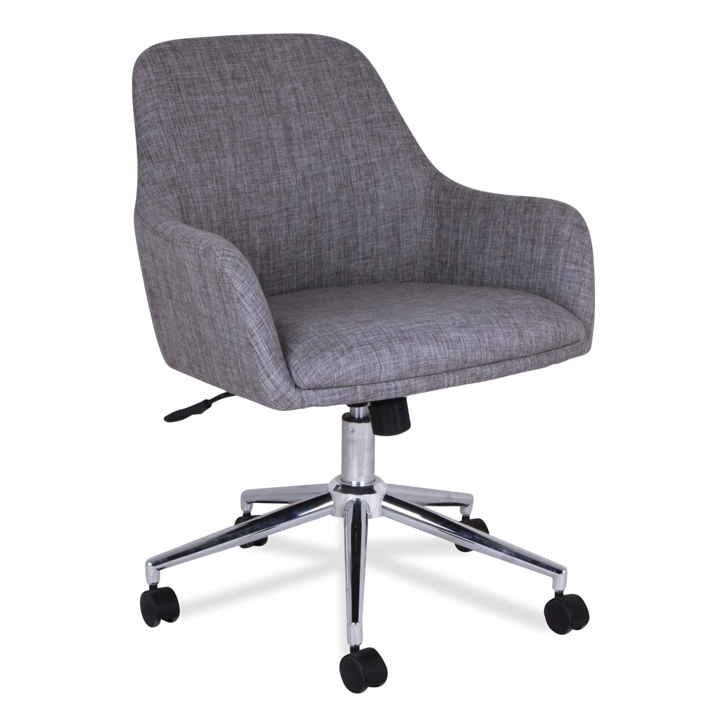 Gray Fabric Mid-Century Modern Task Chair with Chrome Base
