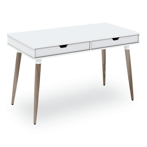 Workspace by Alera Scandinavian Writing Desk, 47.24 x 23.62 x 29.53, White/Beigewood