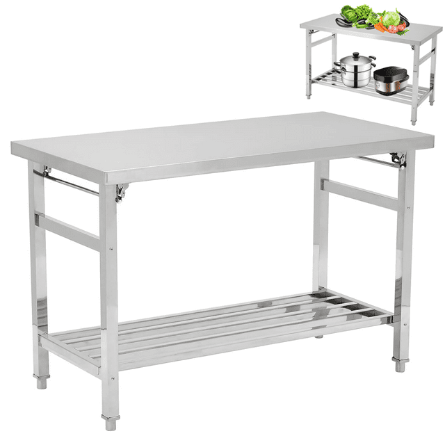 Worktable, 24 x 48 Inches Stainless Steel Folding Workbench with ...