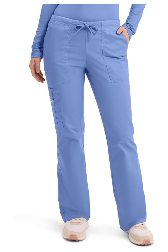 Workwear Core Stretch Women Medical Scrubs Pant Mid Rise Drawstring Cargo 4044, XXS, Ciel