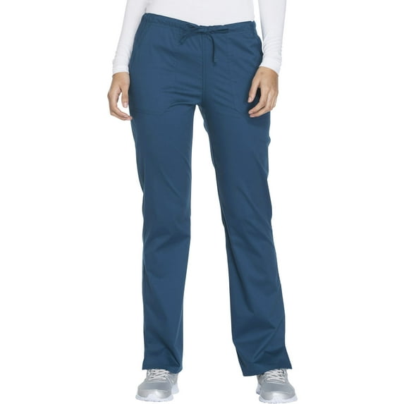 Workwear Core Stretch Women Medical Scrubs Pant Mid Rise Straight Leg Drawstring Plus Size WW130, 4XL, Caribbean Blue