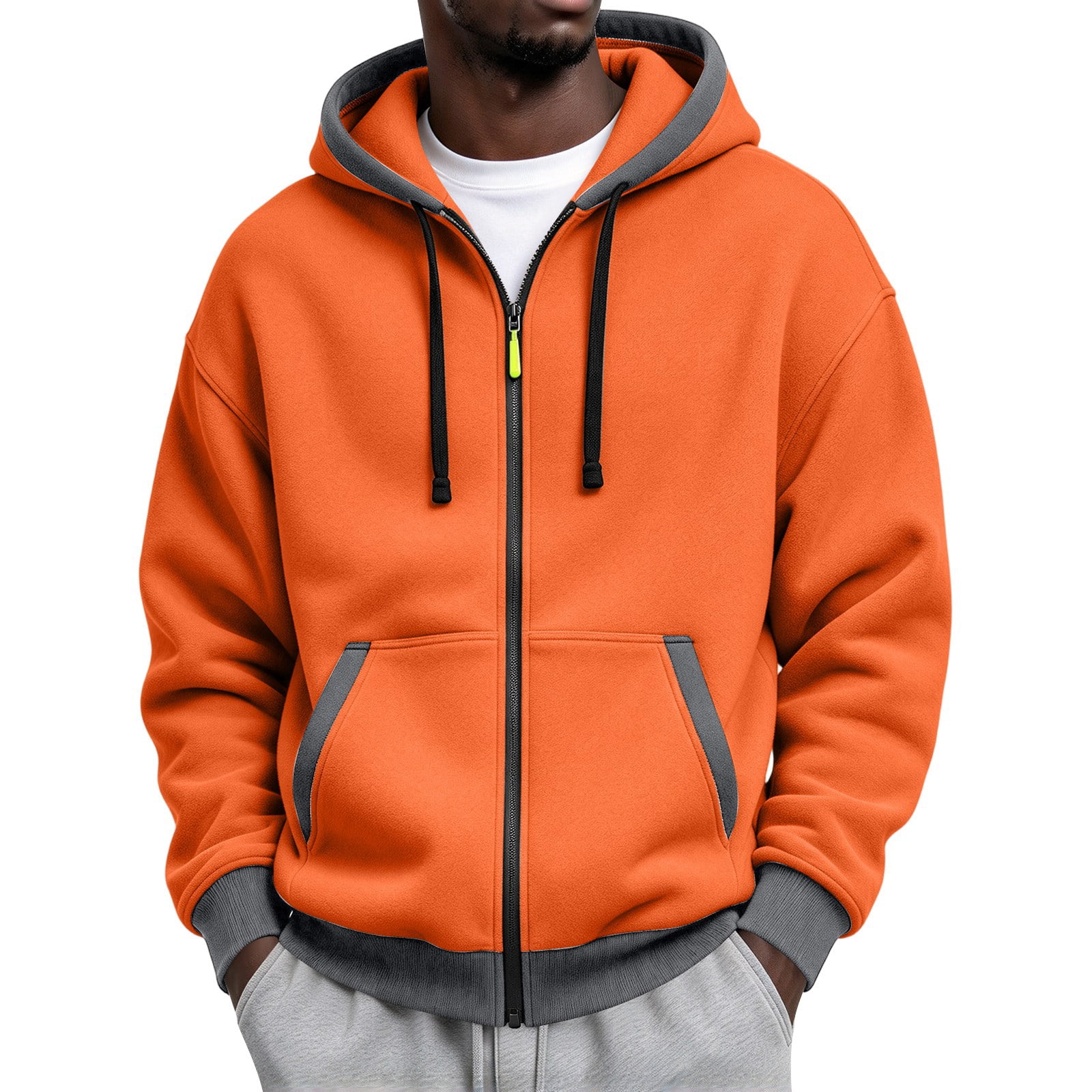 Workwear Men's Full Zip Sherpa Lined Hooded Fleece Jacket Fall Winter ...