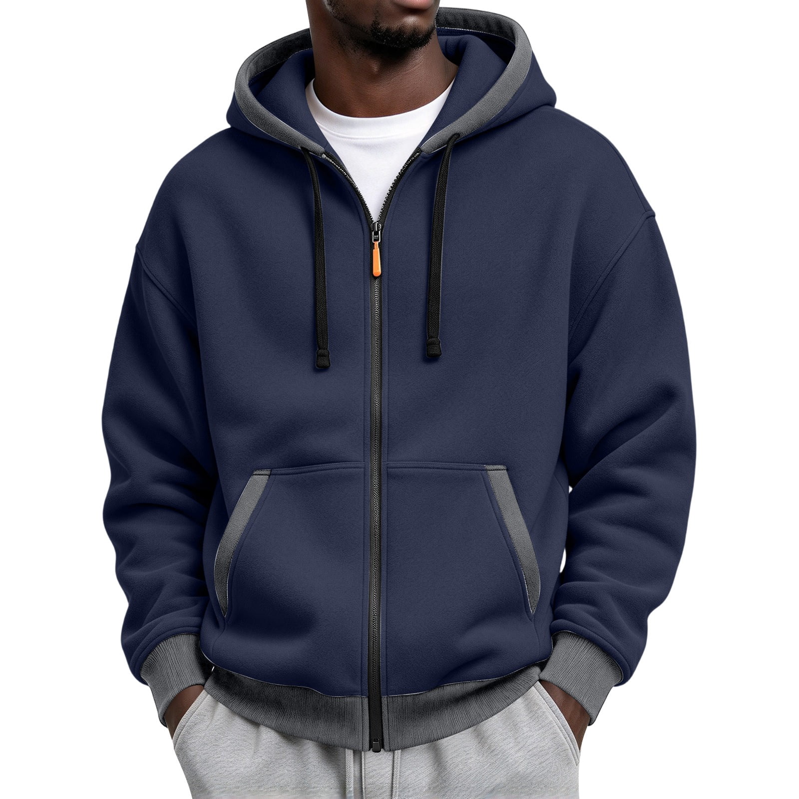 Workwear Men's Full Zip Sherpa Lined Hooded Fleece Jacket Heavyweight ...