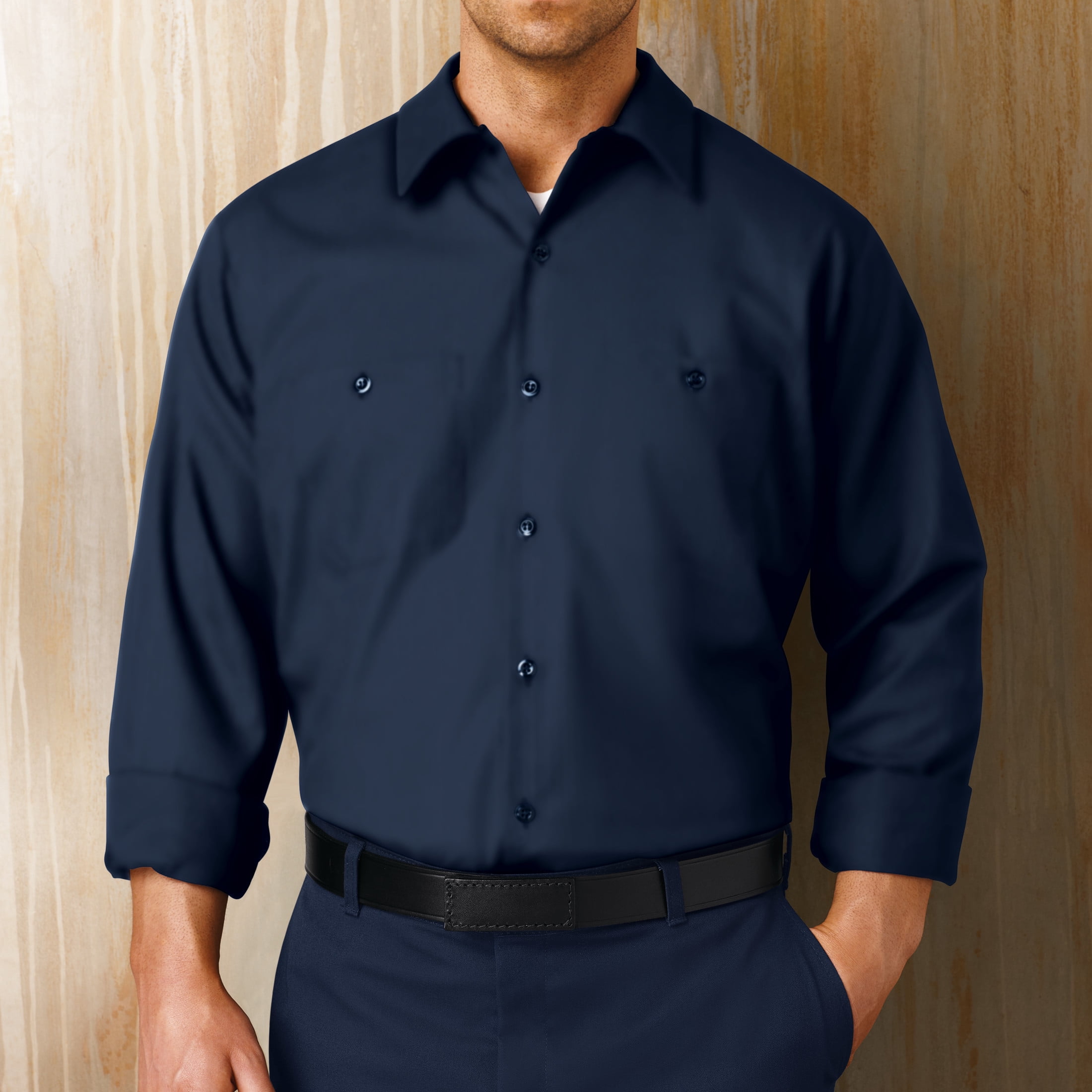 Work Shirts Workwear Outfitters Men's Long Sleeve Indust. Work Shirt Navy, XXL ...