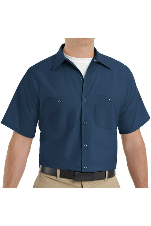 Men's Short Sleeve Indust. Work Shirt Navy, 3XL