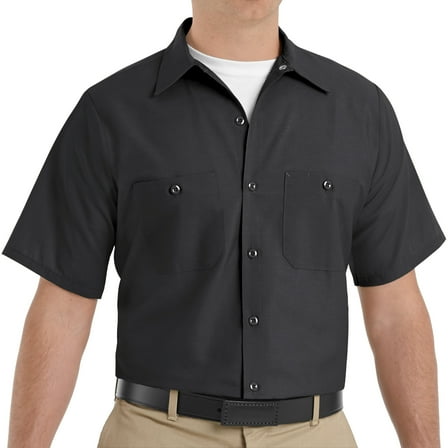 Workwear Outfitters Mens's Short Sleeve Indust. Work Shirt Black, Large