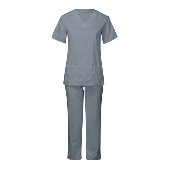 Workwear Sets Beauty Salon Spa Scrubs Medical Uniform Plus Size Doctor Working Outfit Medical Scrubs for Women Gray L