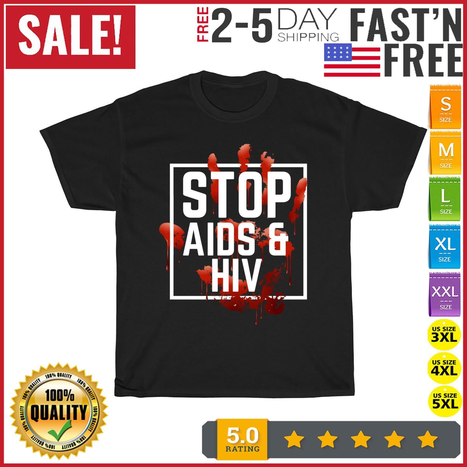 World AIDS Day Stop Aids & HIV Awareness Red Ribbon Support T Shirt Men ...