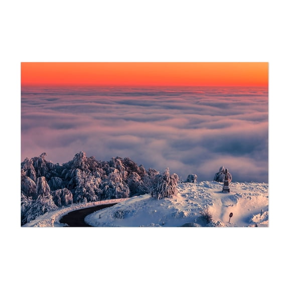 World Above Clouds - Bulgaria Photography Winter Sunset Snow Scenic Landscape Nature Mountain Unframed Wall Art Print 4 x 6 inches