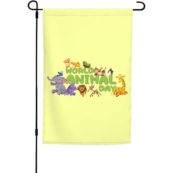World Animal Day Garden Flag 12x18 Inch Double Sided Outside Farmhouse Decor Banner Yard Welcome Flags