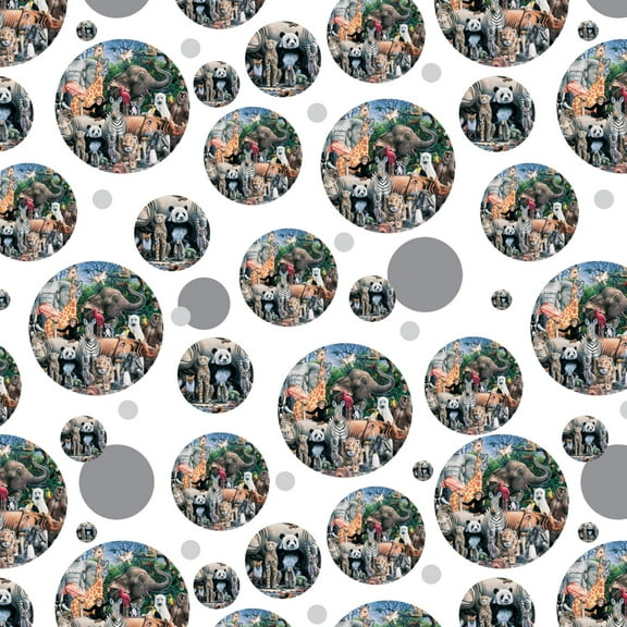World Animals Family Reunion Monkey Bear Zebra Elephant Premium Gift Wrap Wrapping Paper Roll