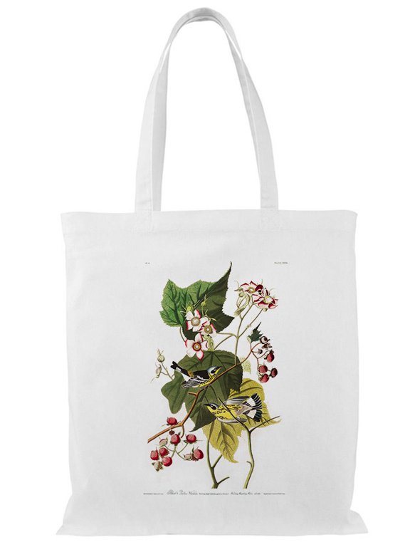 Black And Yellow Warbler Ii Tote Bag - John James Audubon Designs, One Size Cotton Canvas Tote Bag