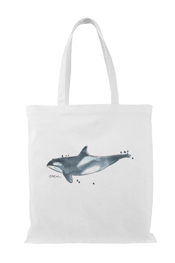 Cetacea Orca Whale. Tote Bag - June Erica Vess Designs, One Size Cotton Canvas Tote Bag