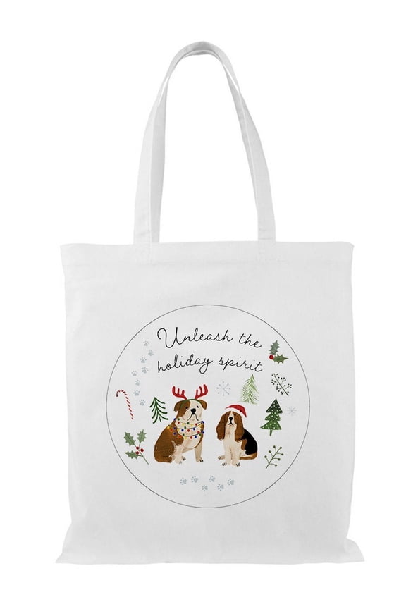 Holidogs Collection. C. Tote Bag - Victoria Barnes Designs, One Size Cotton Canvas Tote Bag