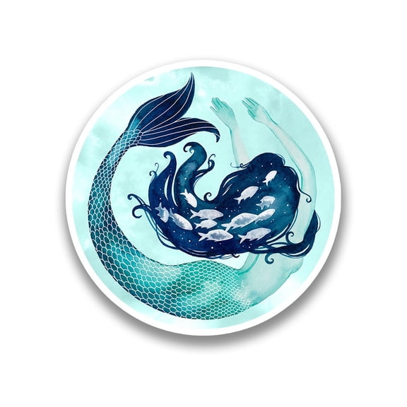 World Art Group Mermaid Sphere Sticker -Grace Popp Designs, Vinyl Sticker