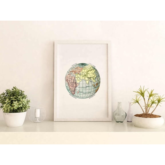 World Atlas Globe Map Lake Wall Decor Unframed Paper Print