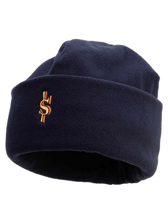 World Bank Money Icon Embroidered Big Size Reversible Micro Fleece Cap - Navy XL-3XL