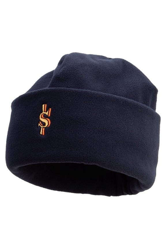 World Bank Money Icon Embroidered Big Size Reversible Micro Fleece Cap - Navy XL-3XL