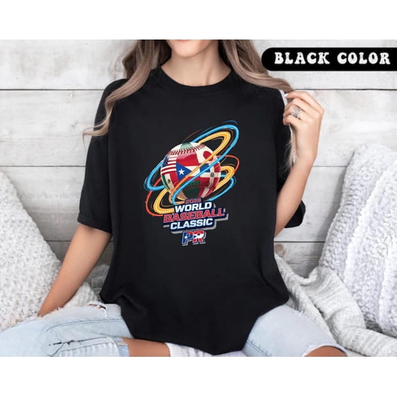World Baseball 2026 T-shirt, Baseball Fan Tee, International Baseball Shirt ,Black Color,Size XL