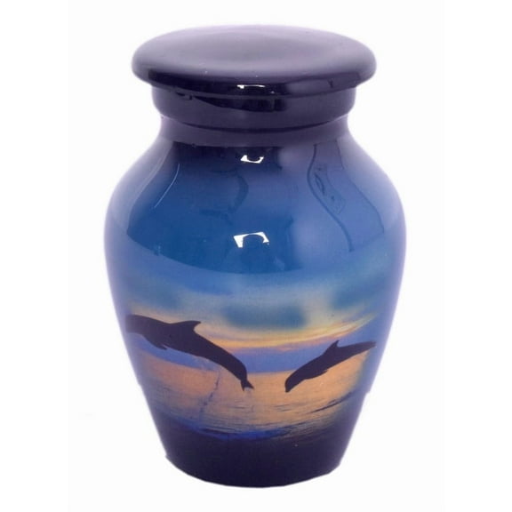World Bazaar Dolphin Keepsake Urn for Human Ashes - Small Adult Memorial Urn with Velvet Bag, 3Lbs