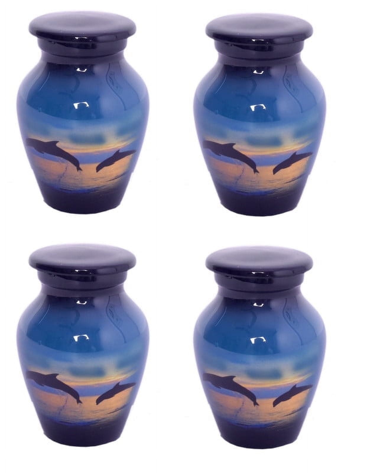 World Bazaar Dolphins Funeral Cremation Urn Large Burial Urn for Human Ashes Adult Memorial urn Large Size with Velvet Bag, Multicolor, (4 Keepsake Urns)