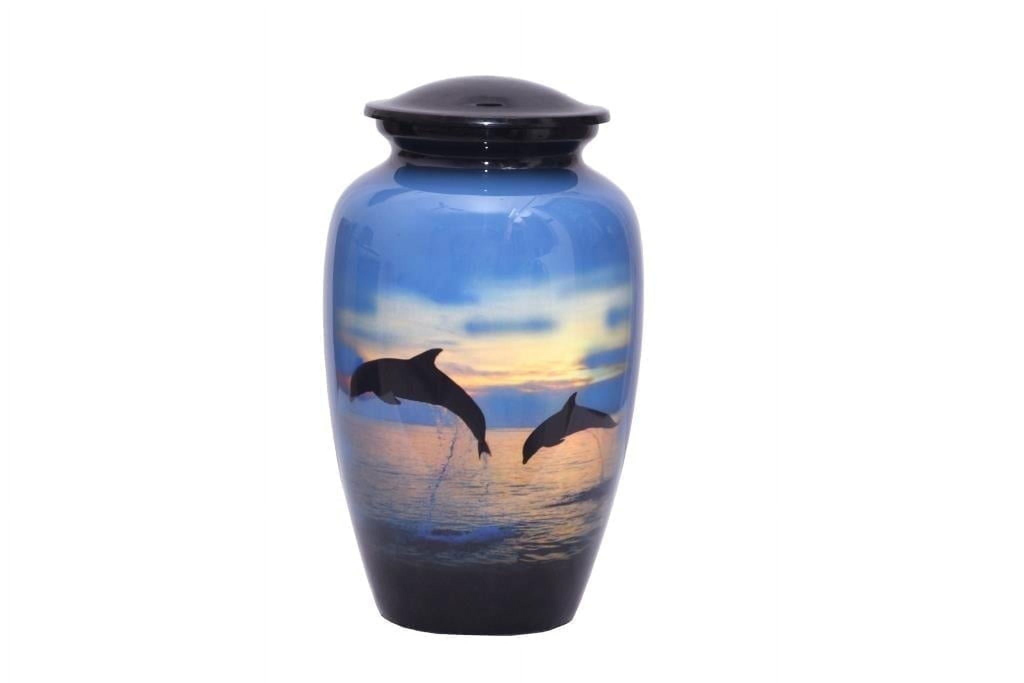 World Bazaar Dolphins Funeral Cremation Urn Large Burial Urn for Human Ashes Adult Memorial urn Large Size with Velvet Bag, Multicolor, (Adult (200 lbs)
