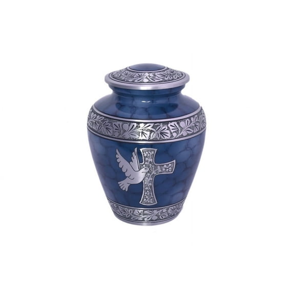 World Bazaar Handcrafted Dove With Cross Cremation Urn with Velvet Bag