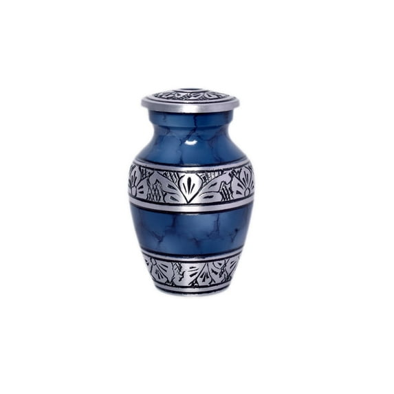Premium Decor Keepsake Urn, Blue Aluminum Small Cremation Urns