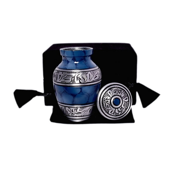 World Bazaar Blue Aluminum Cremation Keepsake Urns, 3 x 1.8 x 1.8 Inches