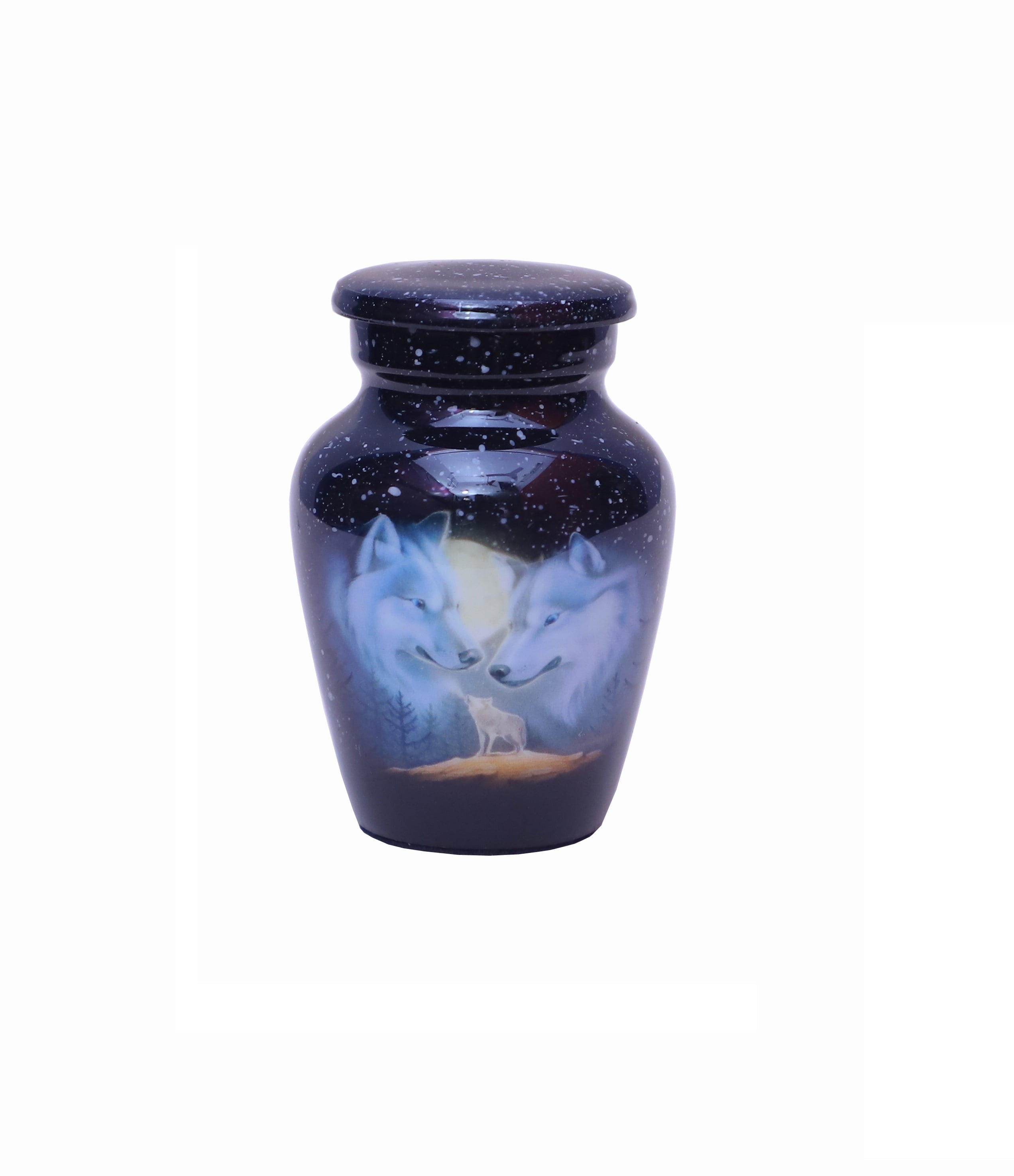 World Bazaar Small Cremation Keepsaske Urns for Ashes- Adult Classic 3 Wolves Family Pictured Cremation Urn for Human Ashes, Male or Female Keepsake urns with Velvet Protection Box (1 Small Keepsake)