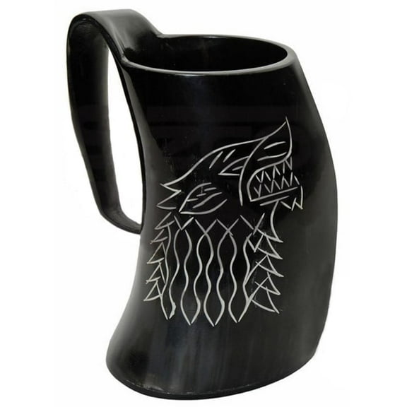 World Bazaar Viking Horn Ale Stein with Wolf Design - Beer Glasses
