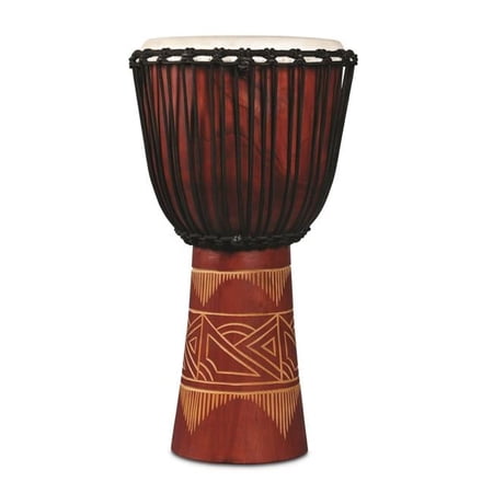 World Beat Wood Art Large Djembe, Red with Natural