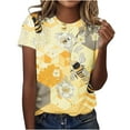 thumbnail image 1 of World Bee Day Shirt for Women Cute Floral Bee Print Short Sleeve Tops Summer Crew Neck Pullover for Celebration Party, 1 of 5