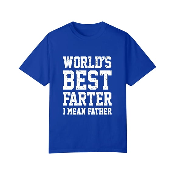 World Best Farter I Mean Father Shirt Gifts For Dad From Daughter Son Funny t-Shirt for Men, Blue M