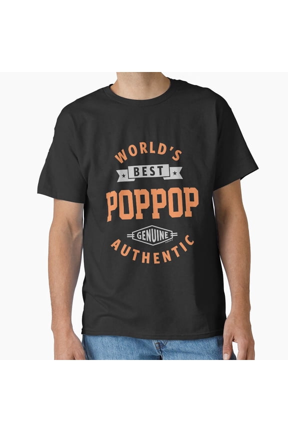World Best Pop Pop Classic Simple Hand Drawn Lettering Logo Unisex T-Shirt, up to size 5XL
