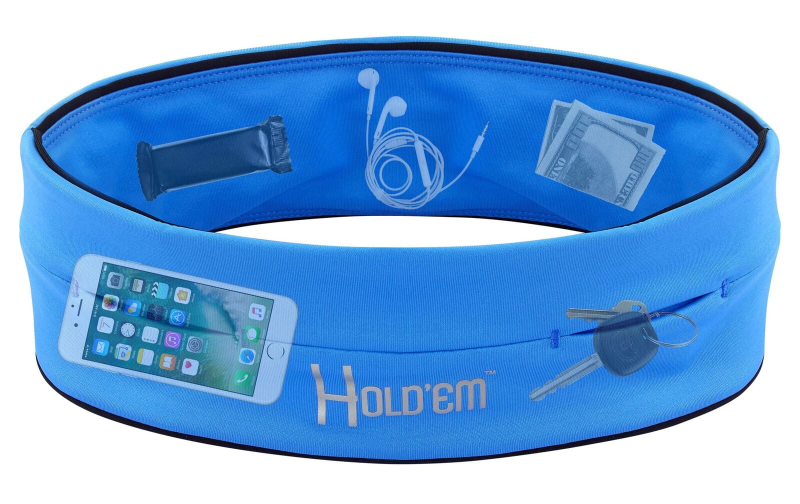 World Best Premium Hold'em Running Belt with Unique Pockets for Unisex Adult - Blue