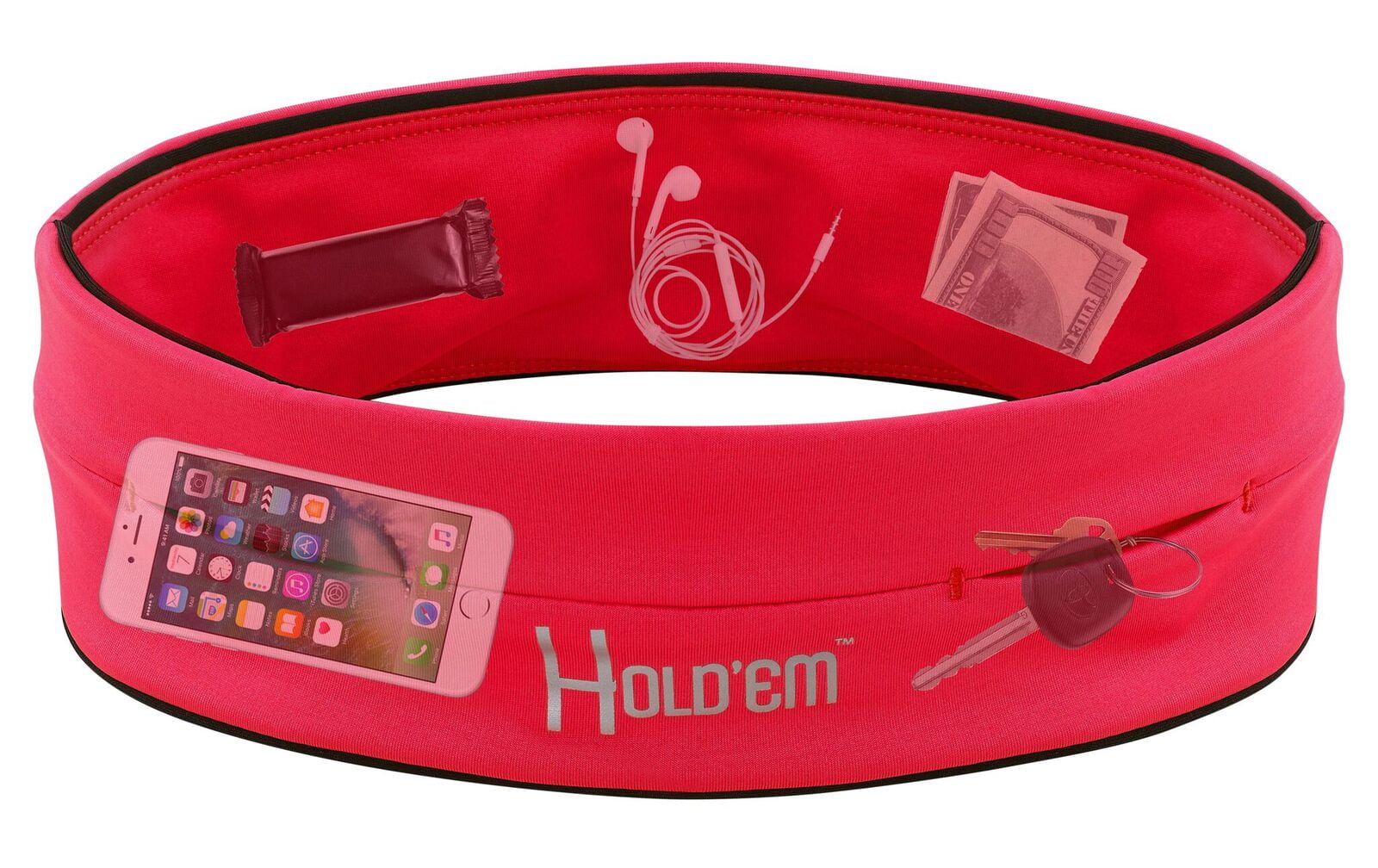 World Best Premium Hold'em Running Belt with Unique Pockets for Unisex Adult - Red