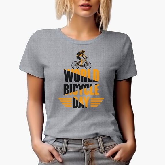 World Bicycle Day, Heather Grey T-Shirt, 3XL