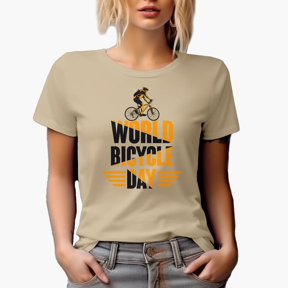 World Bicycle Day, Tan T-Shirt, 3XL