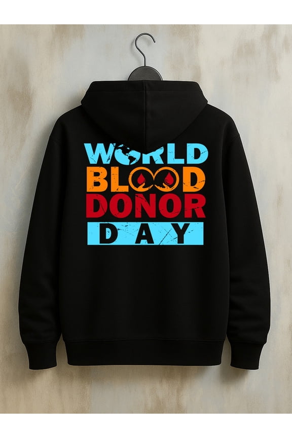 World Blood Day graphic hoodies games men machine washable black Drawstring Comfortable Oversized Hooded Pullover Sweatshirt high quality funny game fun Unique Design Unisex hoodie