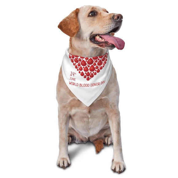 World Blood Donor Day Dog Bandanas Cat Bandana Triangle Pet Scarf Holiday Bibs Durable Kerchief